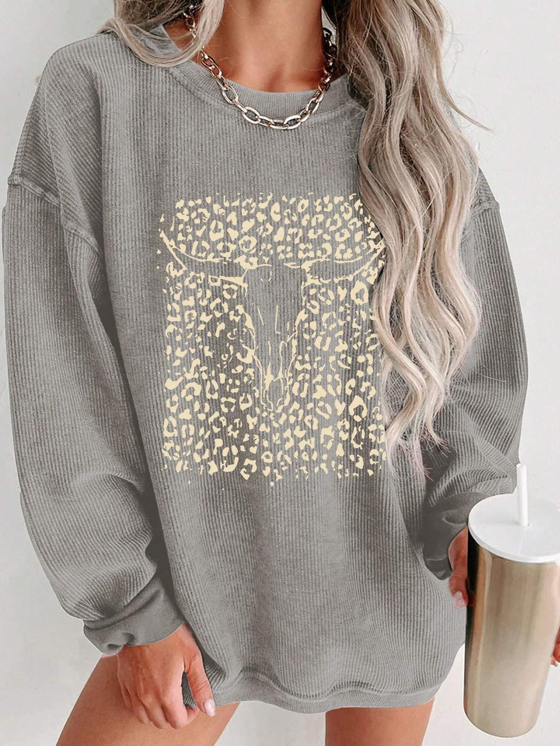 PATTERN PRINTED ROUND NECK SWEATSHIRT