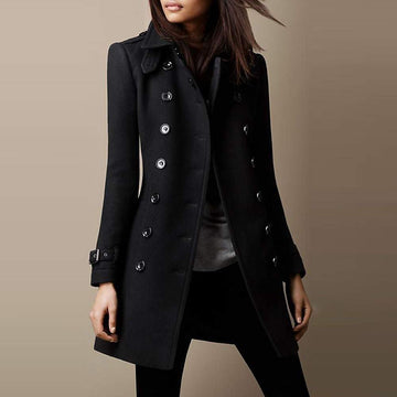 DOUBLE BREASTED CASUAL WOOLEN COAT