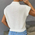 CUSTOM SPRING FASHION SWEATER OUTER WEAR TWIST HIGH COLLAR VEST WOMEN