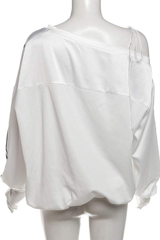 STAR ATHLETE OFF SHOULDER SWEATSHIRT