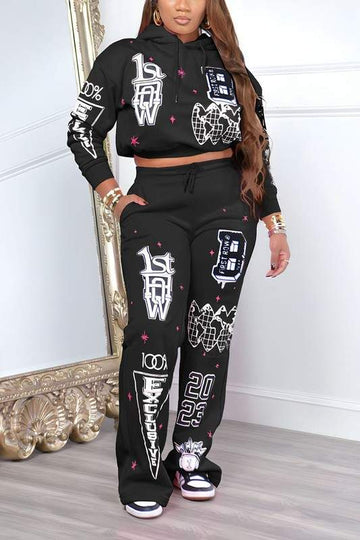 GRAPHIC PRINTED JACKET AND PANTS SET