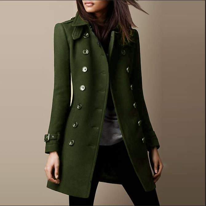 DOUBLE BREASTED CASUAL WOOLEN COAT