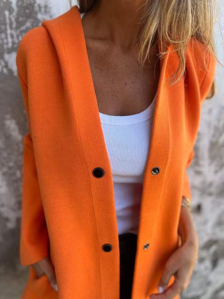 SINGLE BREASTED HOODED JACKET COAT CARDIGAN