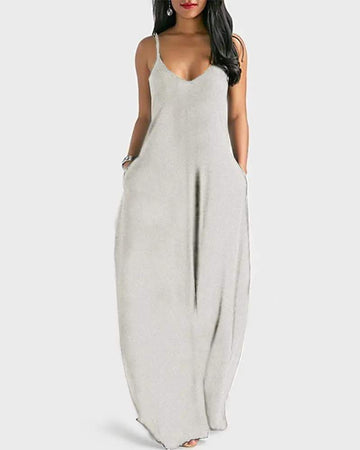 Vacation Dress - Flowy Maxi with Pockets