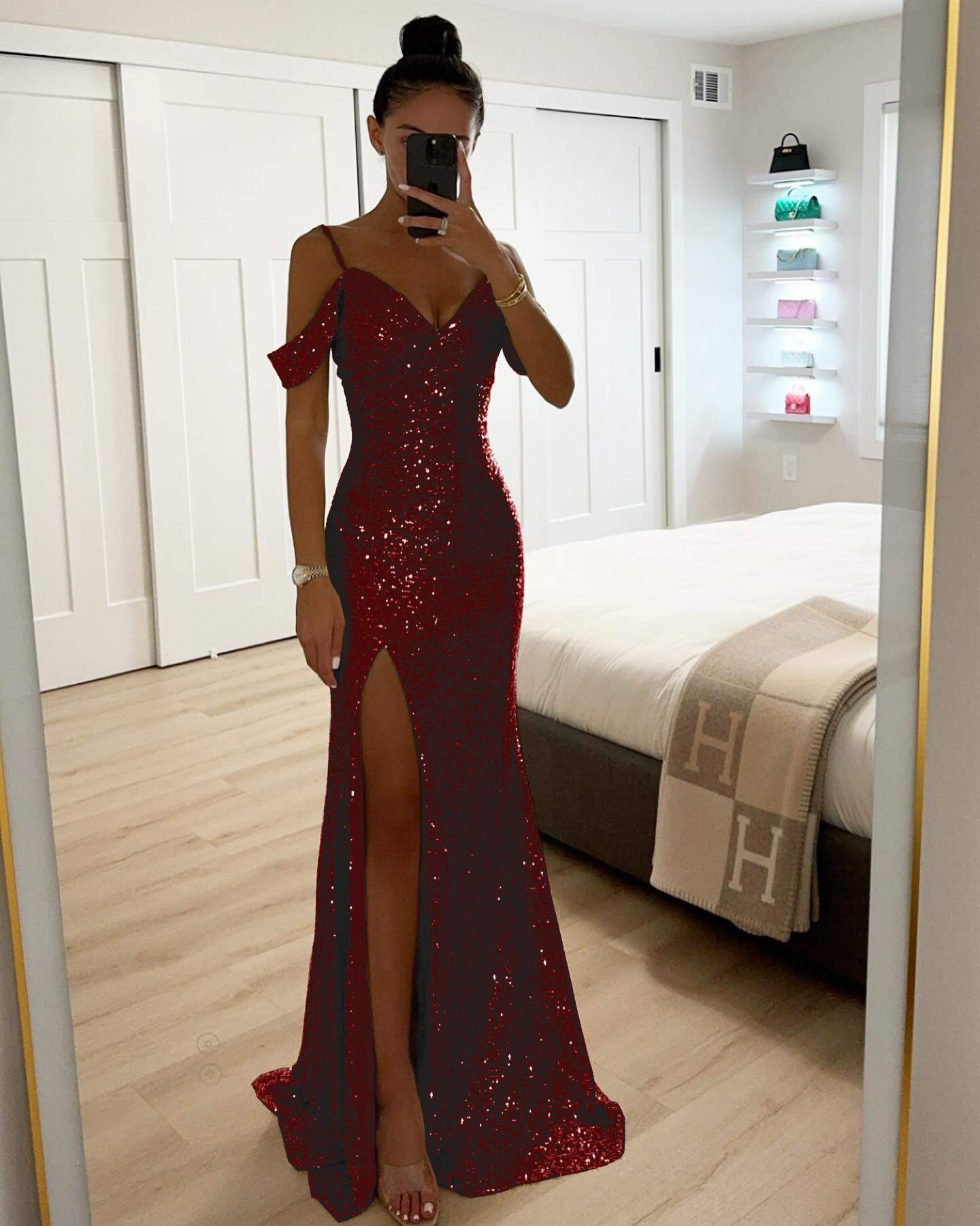 SPRING SLING SEQUIN SPLIT DRESS INS LEISURE LOOSE PARTY DRESS